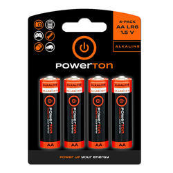 Baterie alkalická, AA, 1.5V, Powerton, 4-pack